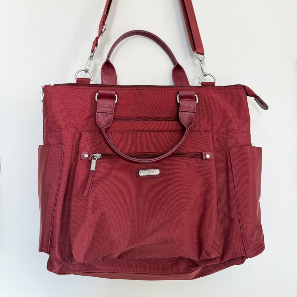 Baggallini 3-in-1 Red Handbag and RFID wristlet